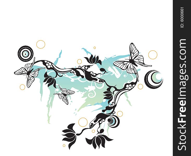 Illustration of butterflies on a grungy background