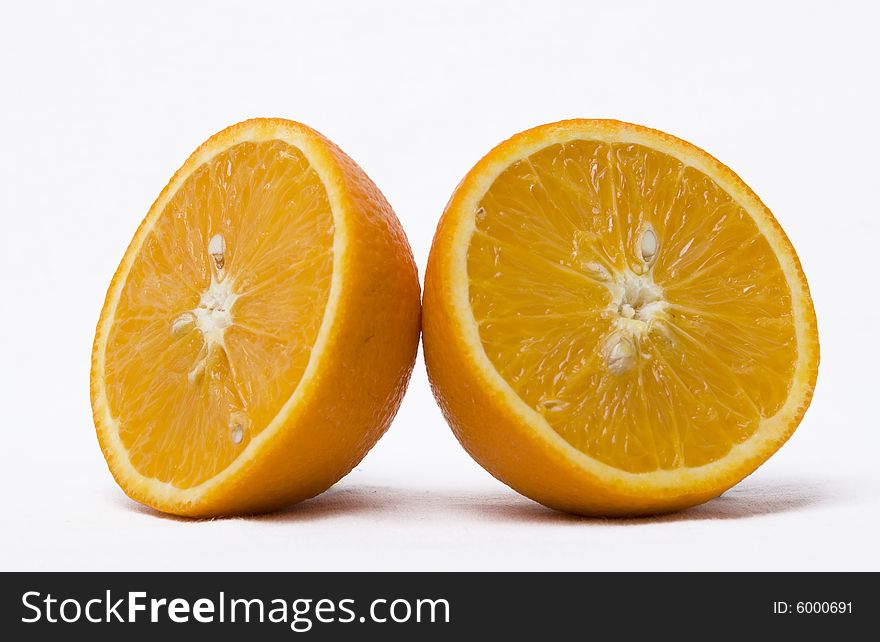 Juicy orange on wite background