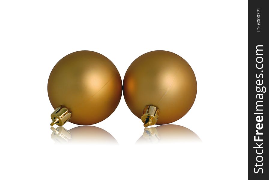 Christmas balls with mirrored reflection against white background. Christmas balls with mirrored reflection against white background.