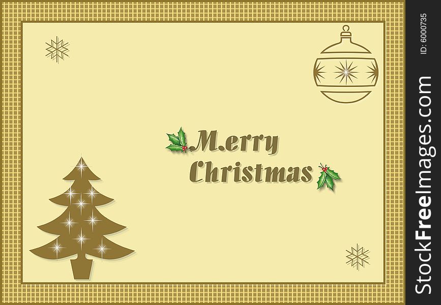 Card with illustration and Merry Christmas. Card with illustration and Merry Christmas