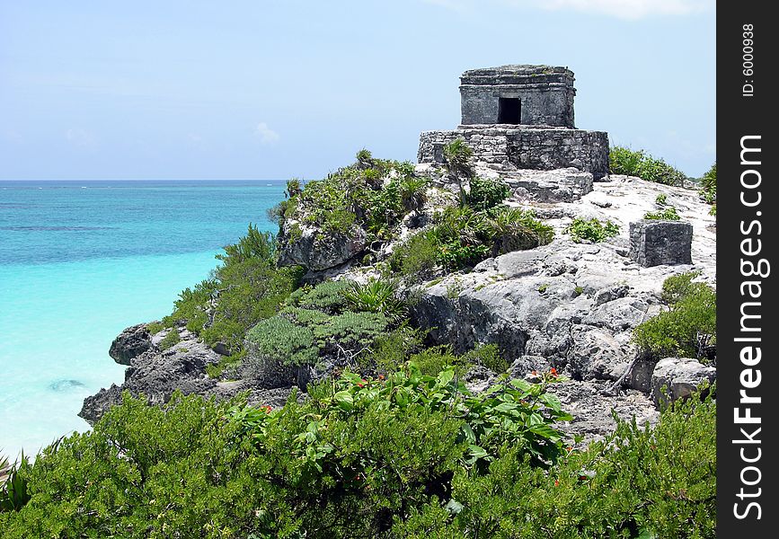 The Temple of Winds, a structure of lost  Mayan city Tulum that was the only one Mayan town built on Caribbean Sea shore (Mexico). The Temple of Winds, a structure of lost  Mayan city Tulum that was the only one Mayan town built on Caribbean Sea shore (Mexico).