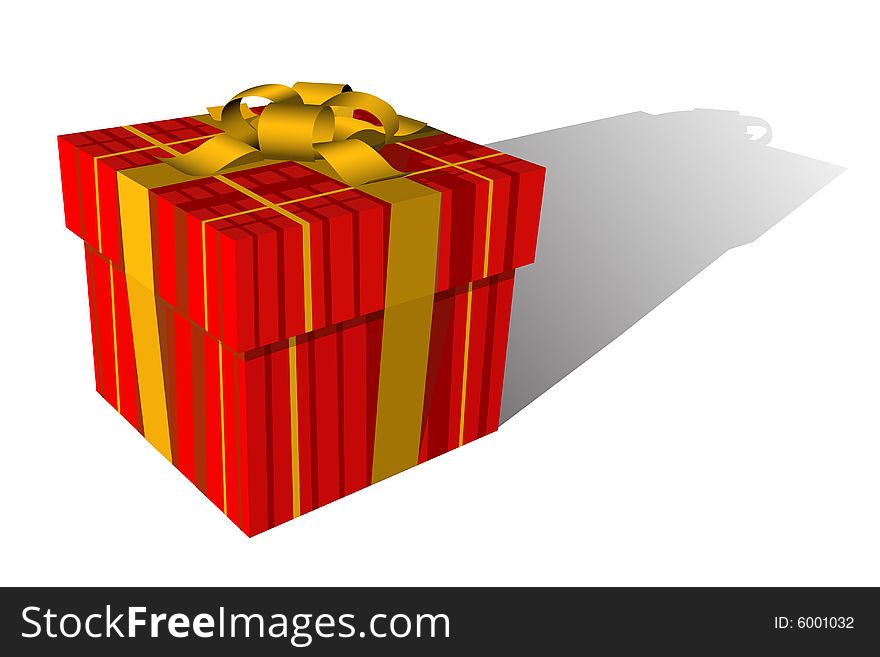 Vector illustration of red and gold gift box isolated on white background. Vector illustration of red and gold gift box isolated on white background
