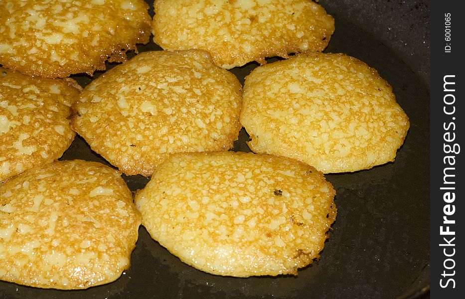 Traditional delicious cooked potato pancakes. Traditional delicious cooked potato pancakes