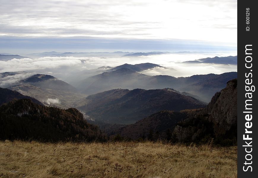 Beautiful Misty Morning Up Into The Mountains Ceahlau National Park. Beautiful Misty Morning Up Into The Mountains Ceahlau National Park.