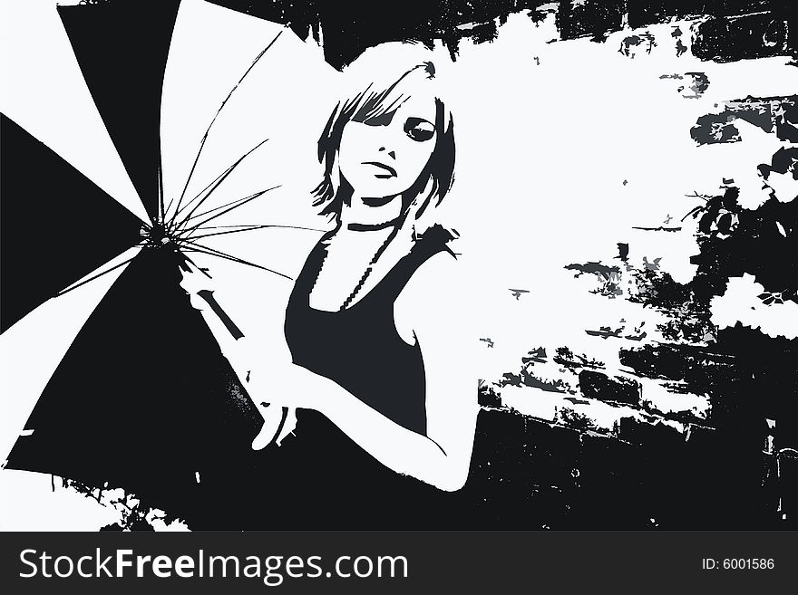Beautiful Young Woman With Umbrella