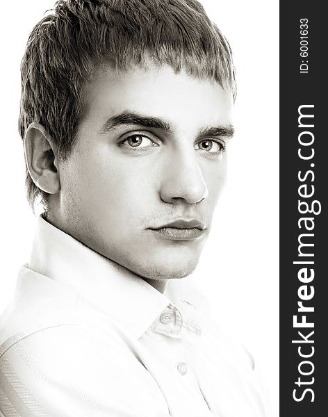 Close-up portrait of a young handsome businessman