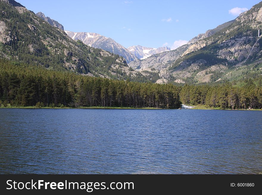 Mountains and lake scene in montana. Mountains and lake scene in montana