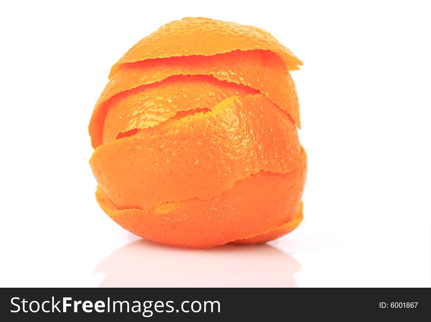 Peeled Orange close-up isolated on white