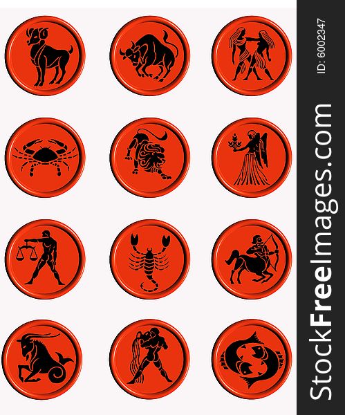 Set buttons signs of the zodiac. Set buttons signs of the zodiac