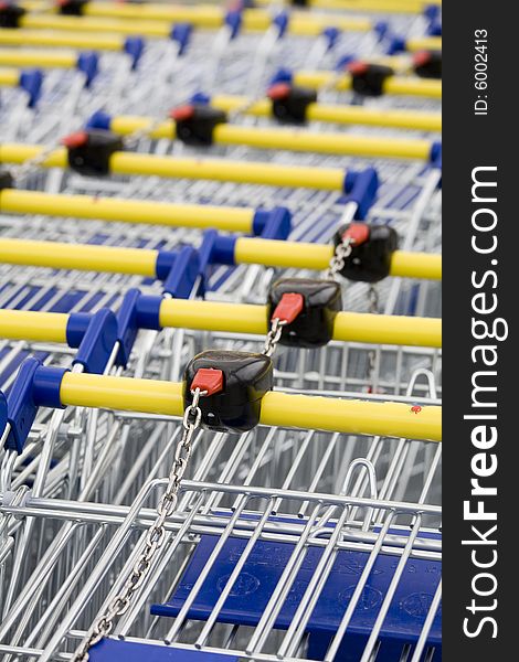 Shopping cart for a supermarket. Shopping cart for a supermarket