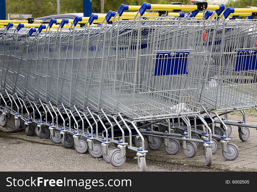 Shopping cart for a supermarket. Shopping cart for a supermarket