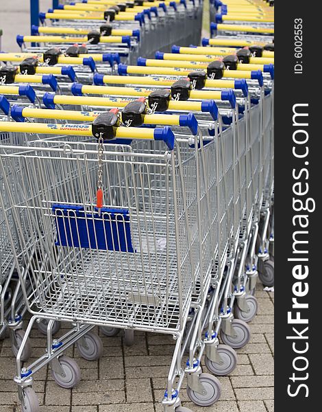 Shopping cart for a supermarket. Shopping cart for a supermarket