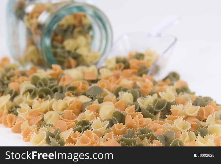 Italian colored pasta in a glass