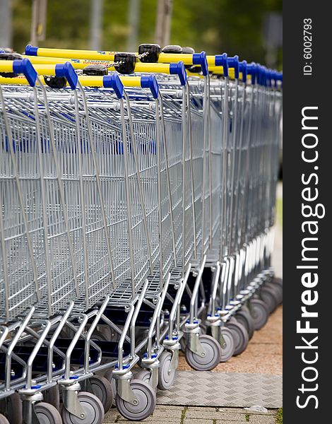 Shopping cart for a supermarket. Shopping cart for a supermarket