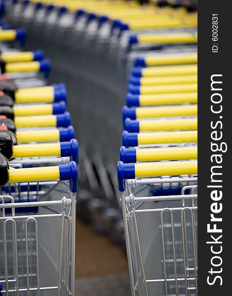 Shopping cart for a supermarket. Shopping cart for a supermarket