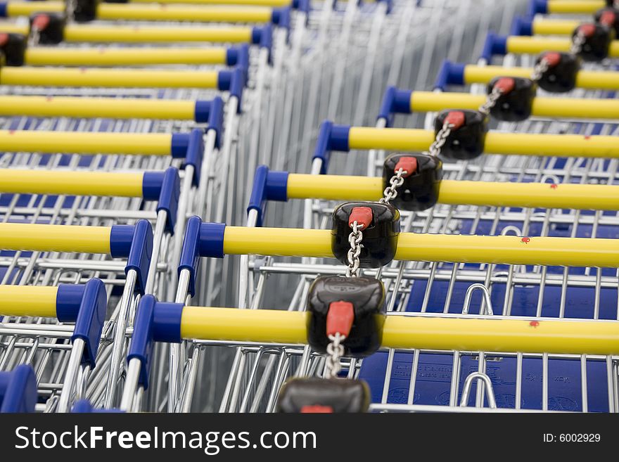 Shopping cart for a supermarket. Shopping cart for a supermarket