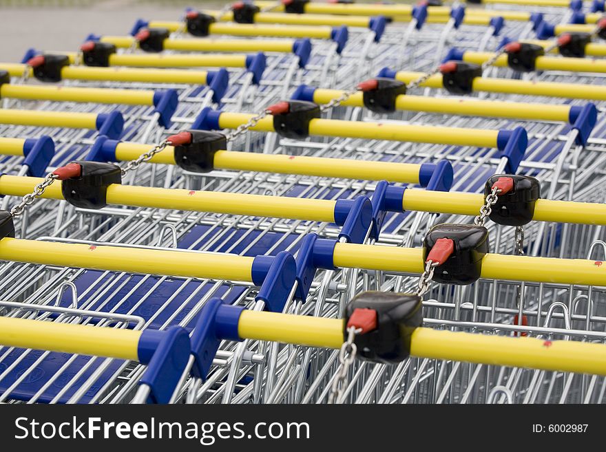 Shopping cart for a supermarket. Shopping cart for a supermarket