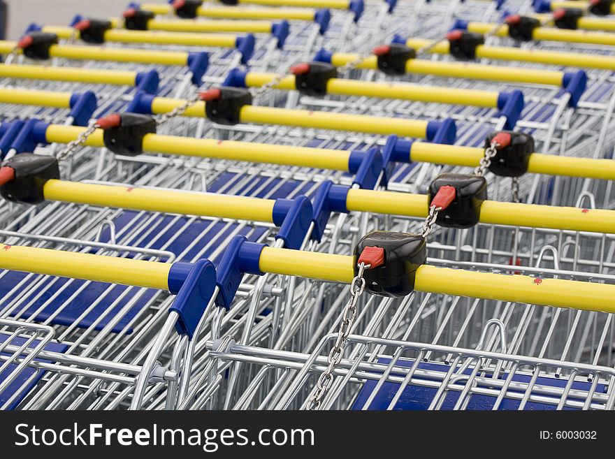 Shopping cart for a supermarket. Shopping cart for a supermarket