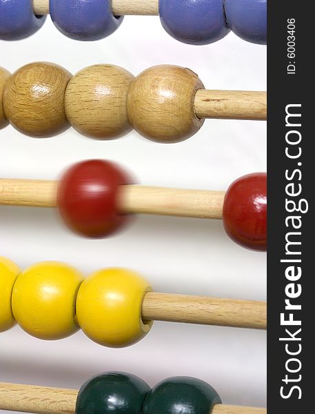 A wooden abacus with selective focus