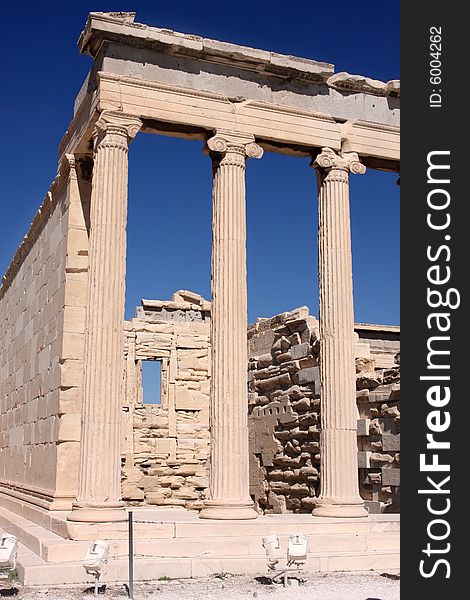 Acropolis in Athens ï¿½ Greece, details of the Erechtheum. Acropolis in Athens ï¿½ Greece, details of the Erechtheum