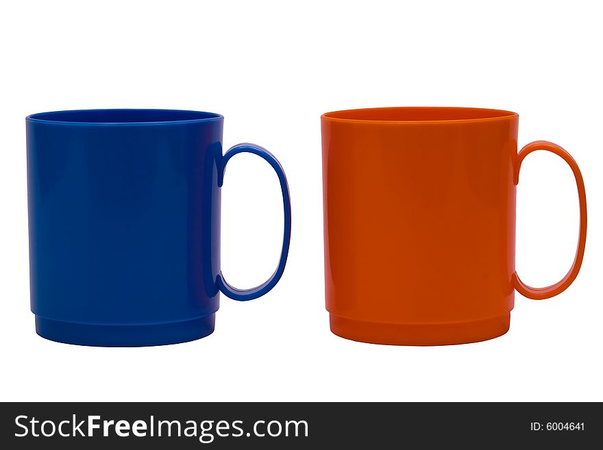 Dark blue and orange mug on a white background