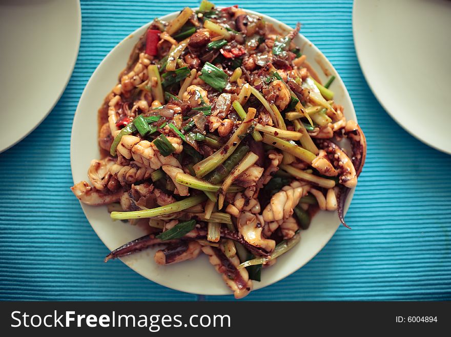 Cuttlefish cooked in chinese art. Cuttlefish cooked in chinese art.