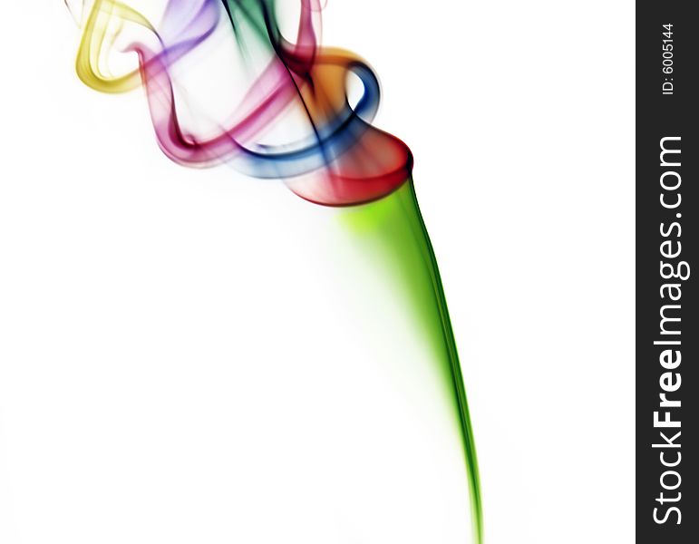 Colorful smoke curls isolated on white. Colorful smoke curls isolated on white