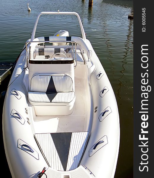 Beautiful motor boat in the harbour. Beautiful motor boat in the harbour.