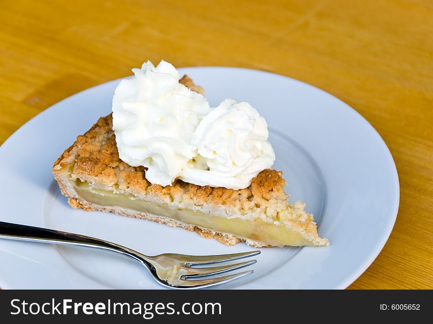 Slice Of Apple Cake With  Cream