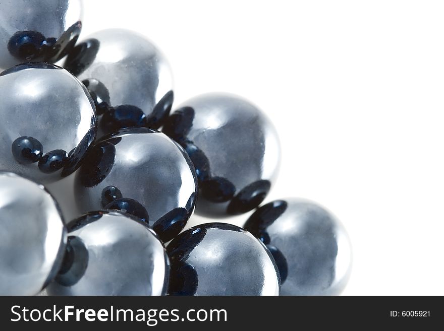 Glass balls with copy space, white background
