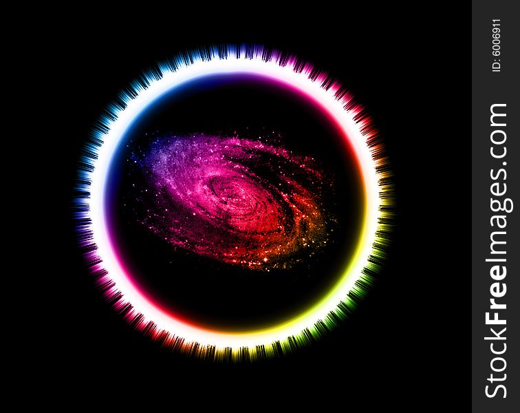 Abstract rainbow circle and nebula