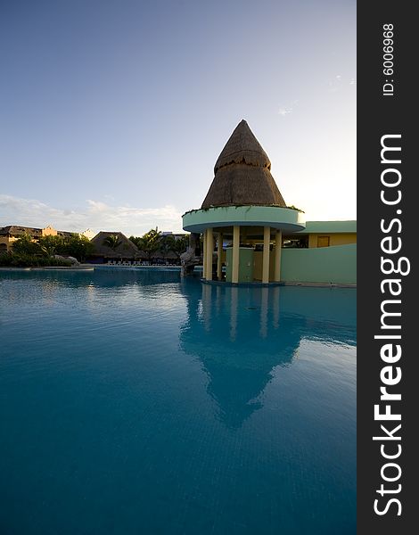 Pool at luxury hotel in Riviera Maya area of Mexico. Pool at luxury hotel in Riviera Maya area of Mexico