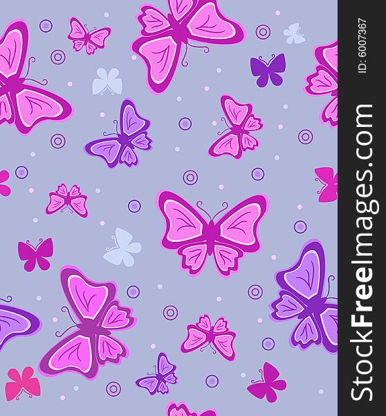 Abstract Background With Butterflies. Vector Illus