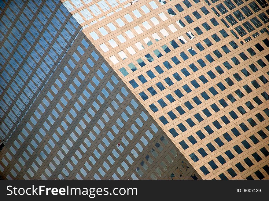 Fragment of modern office skyscraper  in New York City. Fragment of modern office skyscraper  in New York City