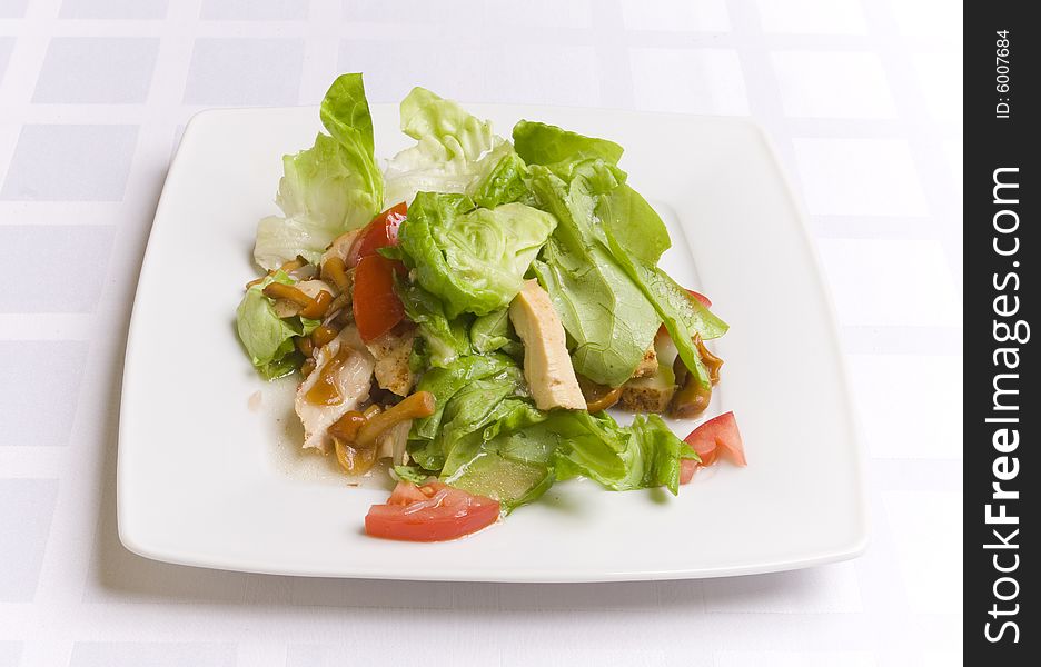 Salad With Vegetables, Herbs And Mushrooms