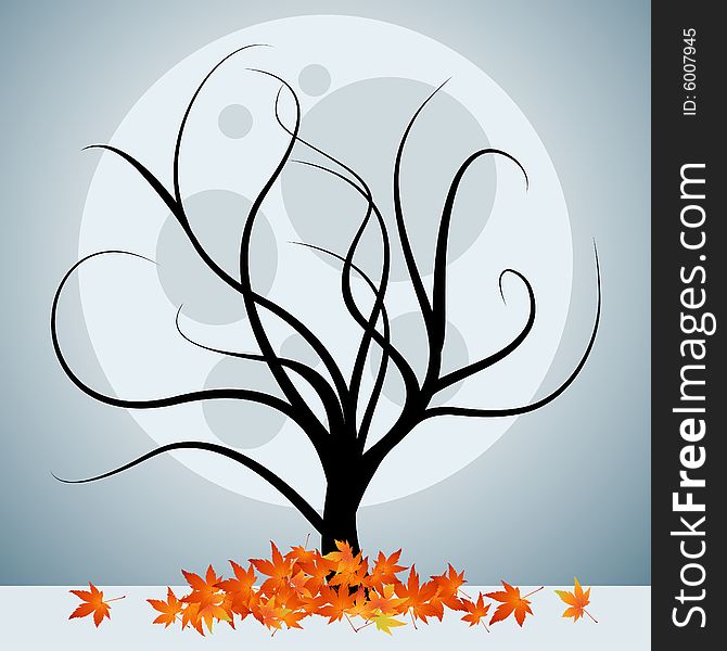 Abstract tree at moonlight vector illustration. Abstract tree at moonlight vector illustration