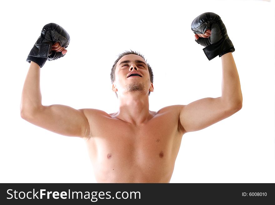 The Young Boxer On A White Background