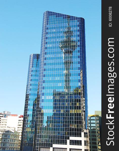 Skyscrapers on a background of the blue sky and sky tower