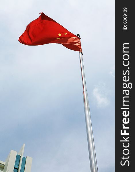 Chinese flag with blue sky