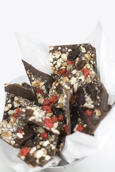 Chocolate Slices With Berries And Nuts Royalty Free Stock Photography Chocolate Slices With Berries And Nuts Royalty Free Stock Photography