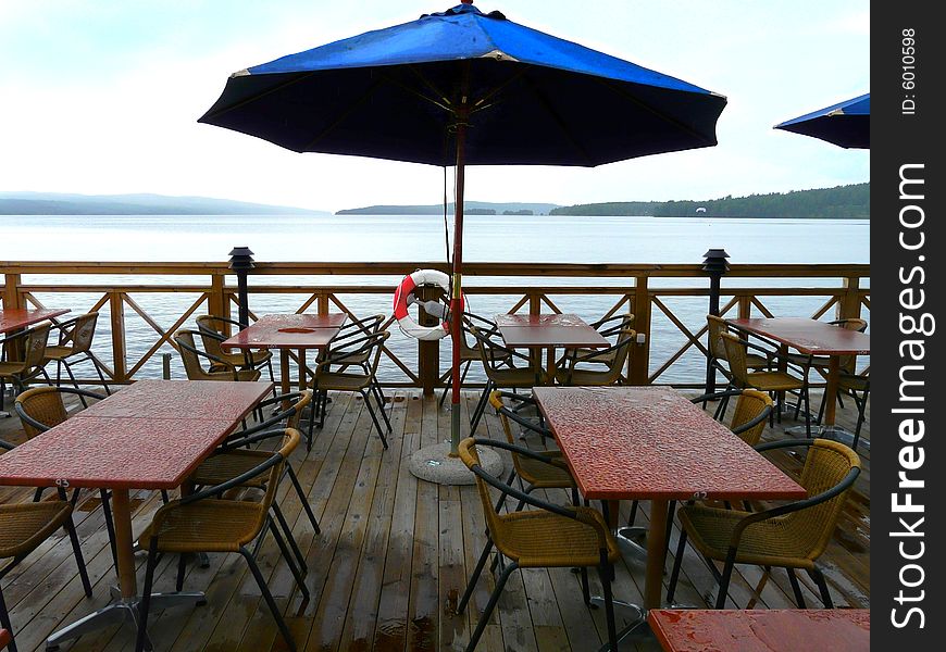 A summer-restaurant by lake. A summer-restaurant by lake.