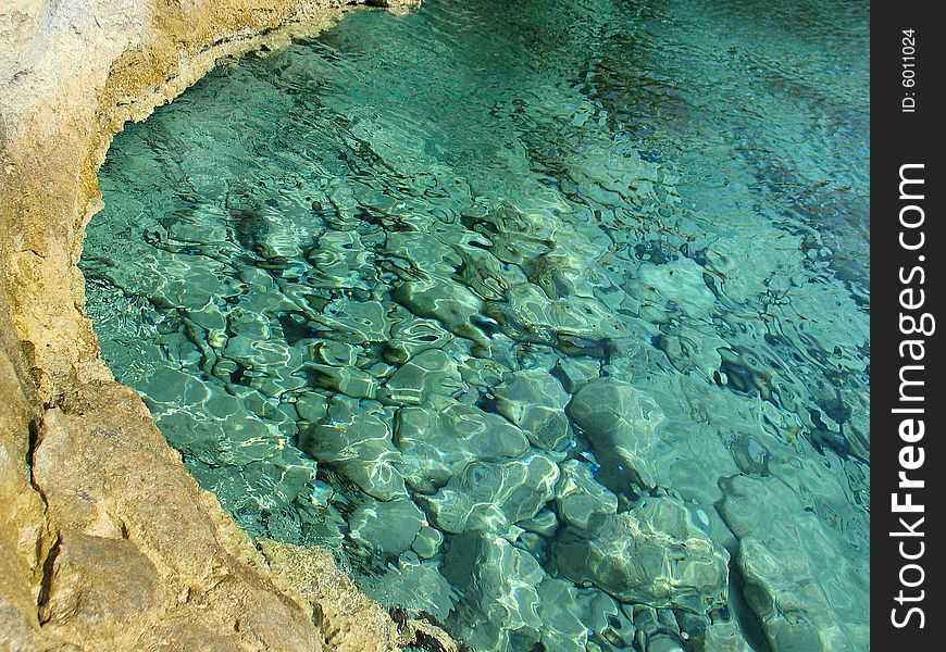 View of beautiful transparent turquoise water in small lagoon, Crete. View of beautiful transparent turquoise water in small lagoon, Crete
