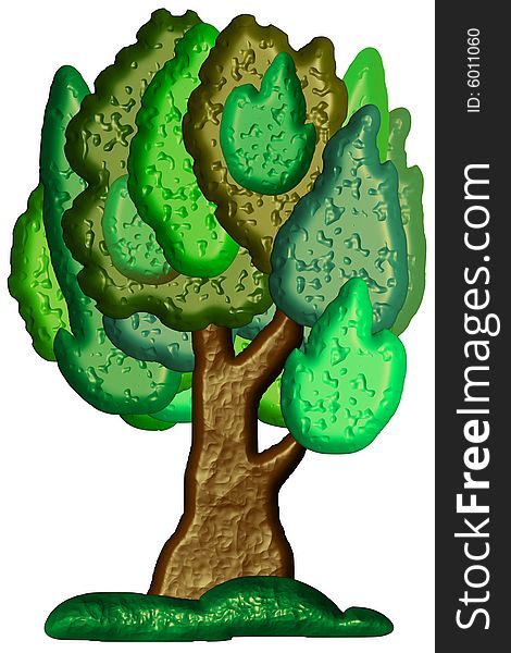 Stylized bitmap tree useful as a childish illustration or a clip-art or other