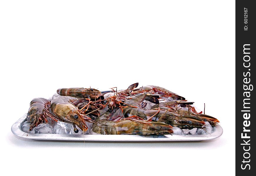 Big Sea Tiger Prawns stacked on tray picture three. Big Sea Tiger Prawns stacked on tray picture three