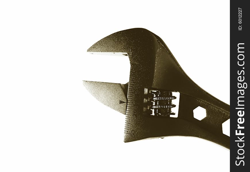 Adjustable spanner on a white background