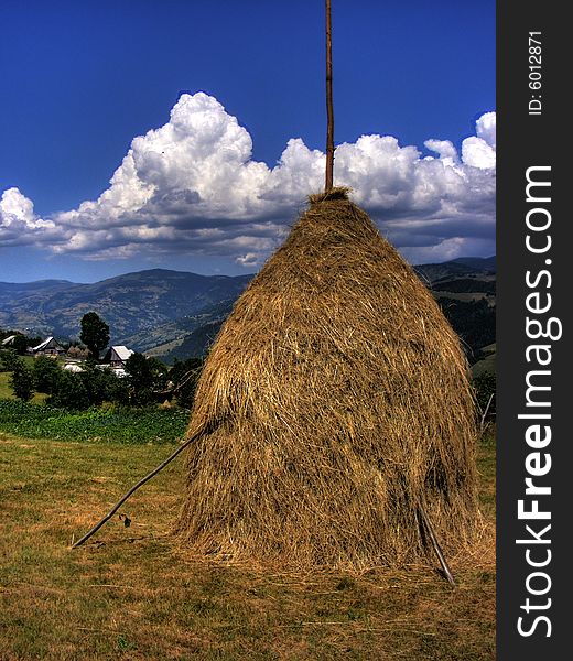 A haycook in the romanian mountains. A haycook in the romanian mountains
