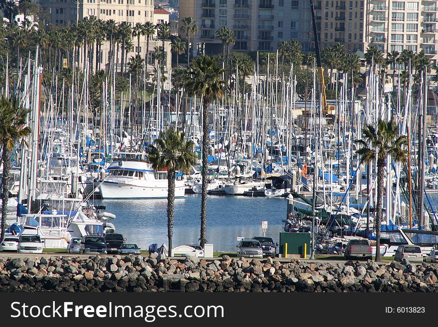 Boats in the harbor at Long beach california. Boats in the harbor at Long beach california