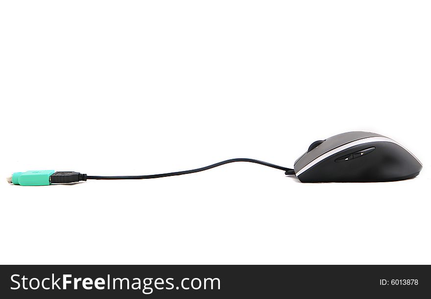 Isolated ergonomic mouse shot over white background