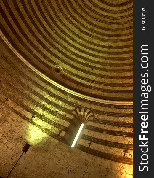 A suggestive view of the vault of the Montesiepi hermitage. A suggestive view of the vault of the Montesiepi hermitage