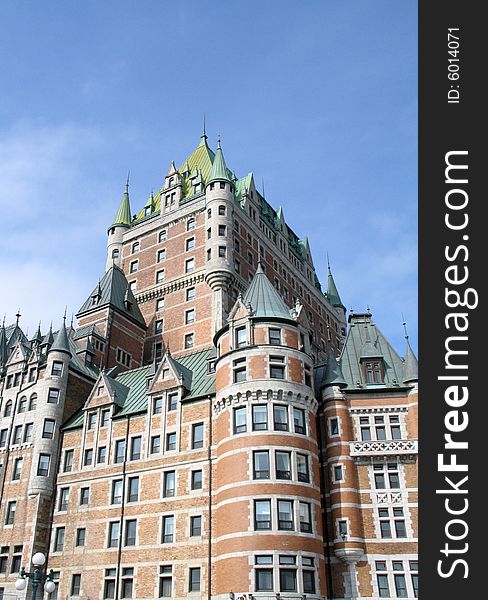 Quebec, old chateau frontenac with blue sky. Quebec, old chateau frontenac with blue sky